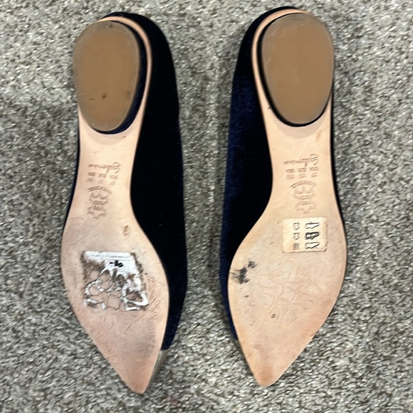 Anthropologie Guilhermina Velvet Silver toe flats. Sz 8 - Picture 7 of 7